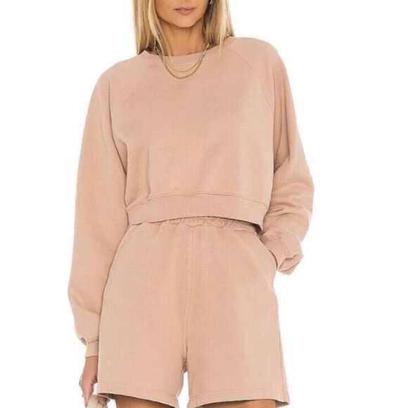 SIXTHREESEVEN Women's The Raglan Crewneck Sweatshirt in Nude Pink Size Large 4-1 - Picture 2 of 5